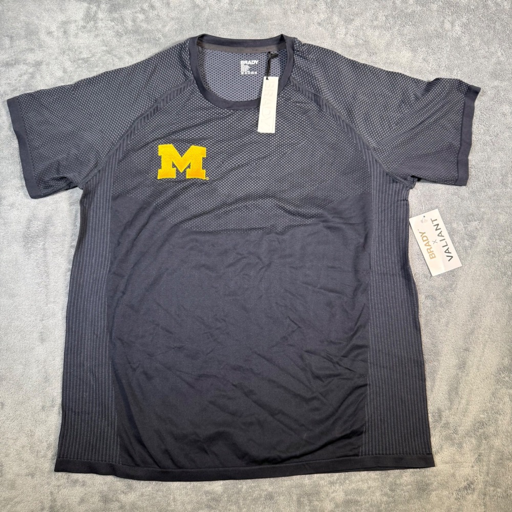 Brady Brand x Valiant Michigan Wolverines Training Short Sleeve Shirt Navy XXL